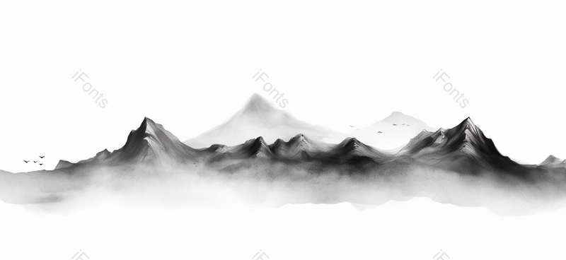 中国风云雾缭绕意境深远的沙画质感黑白色水墨山画背景留白,插画/手绘图,插画/手绘图库,插画/手绘图下载,插画/手绘